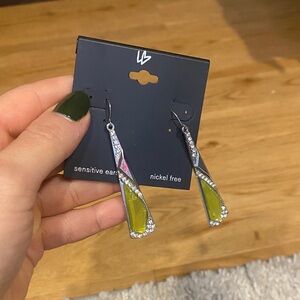 Elegant Silver and Green Earrings